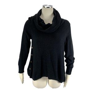 Cremieux Black Cowl Neck Sweater Rabbit Hair Soft